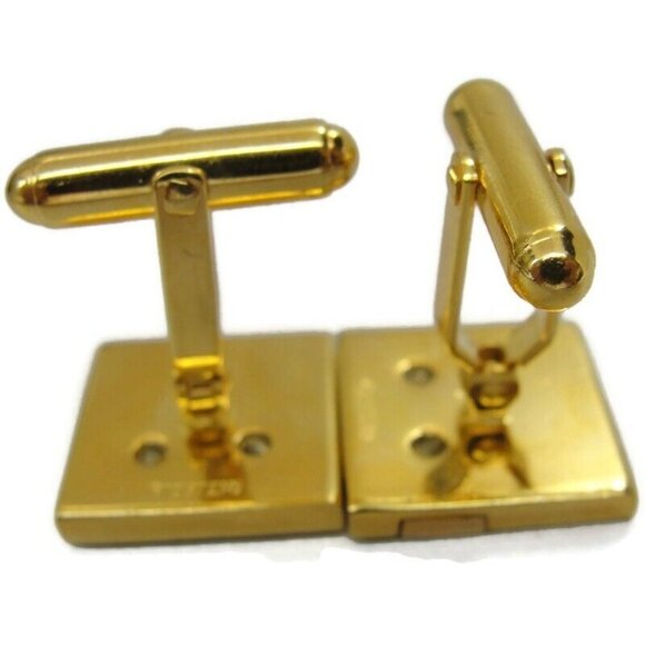 Josten's Cufflinks Gold Tone 10K Gold Ford Insert Wedding Tux Vintage - Picture 13 of 14